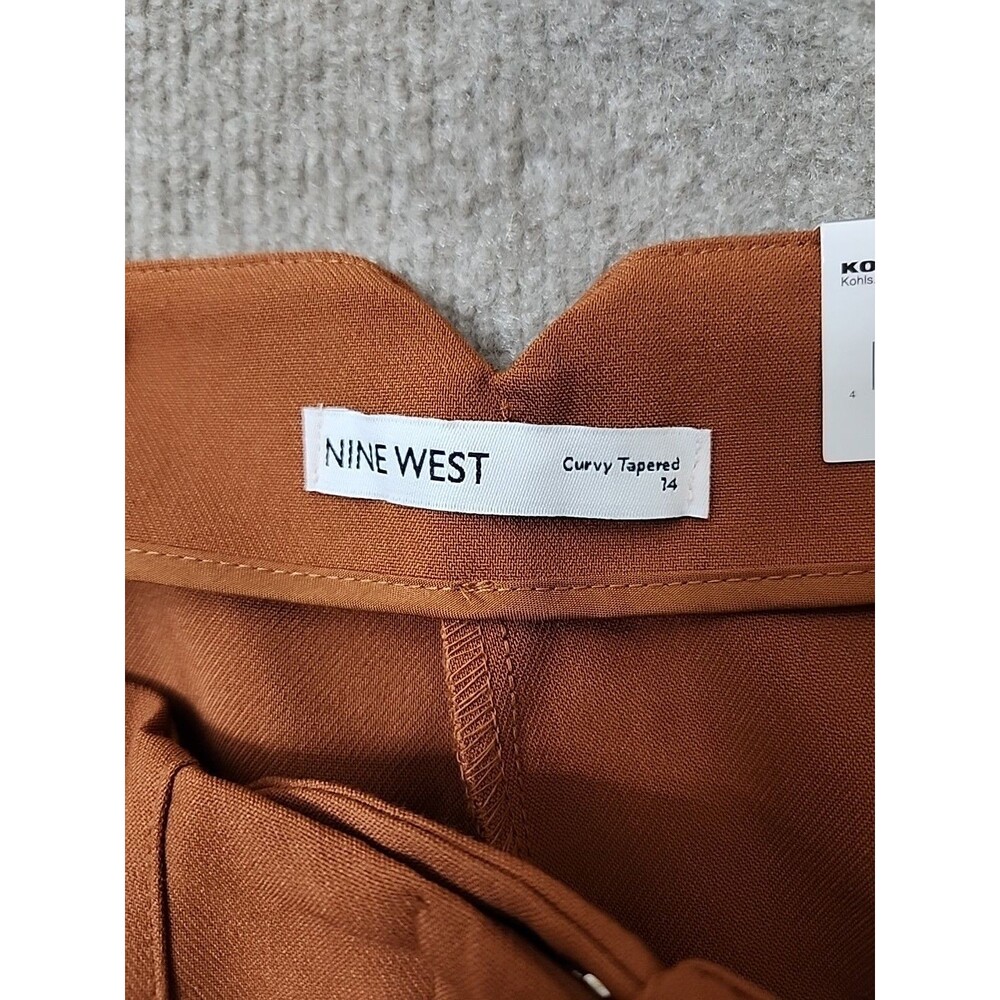 Nine West Curvy Tapered Ankle Dress Pants Womens 14 Brown Stretch Career NEW - Picture 8 of 10